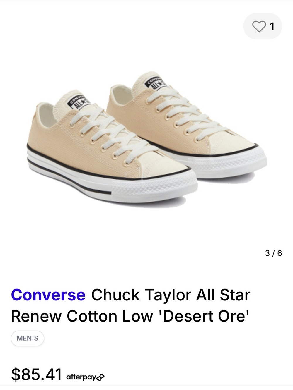 Converse Canvas Low-Top Sneakers in Light Tan and White